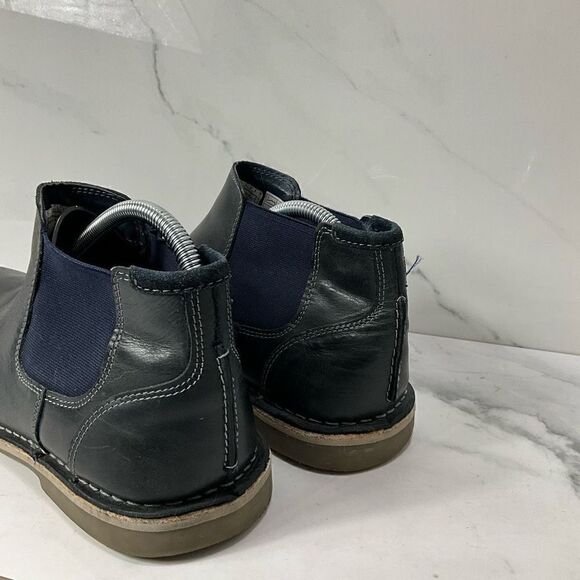 STEVE MADDEN Navy Blue Leather Ankle Boot